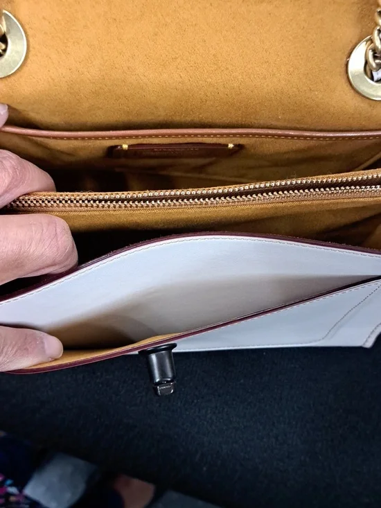 Coach Parker Shoulder Bag with Tea Rose Applique in the chalk and brass Color - Picture 15 of 16